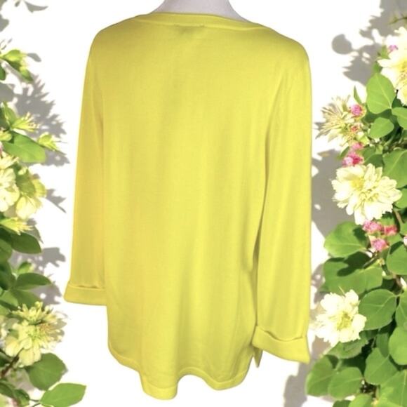 Talbots Knit Sweater NWOT Chartreuse Yellow Size Small - Picture 3 of 4